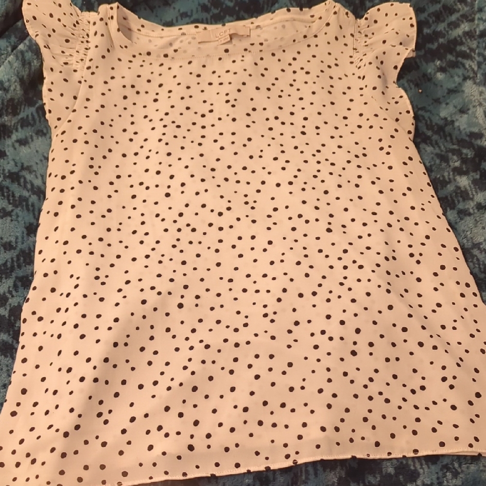 LOFT Cream Polka Dot Blouse